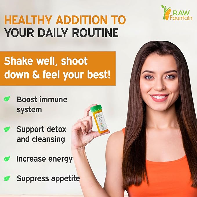 20 Immunity Shots w/Orange Lemon Pineapple Turmeric 2fl Oz Packed w/Vitamin C Raw Cold Pressed Unpasteurized Boosts Immunity All Natural No Artificial Flavors or Preservatives
