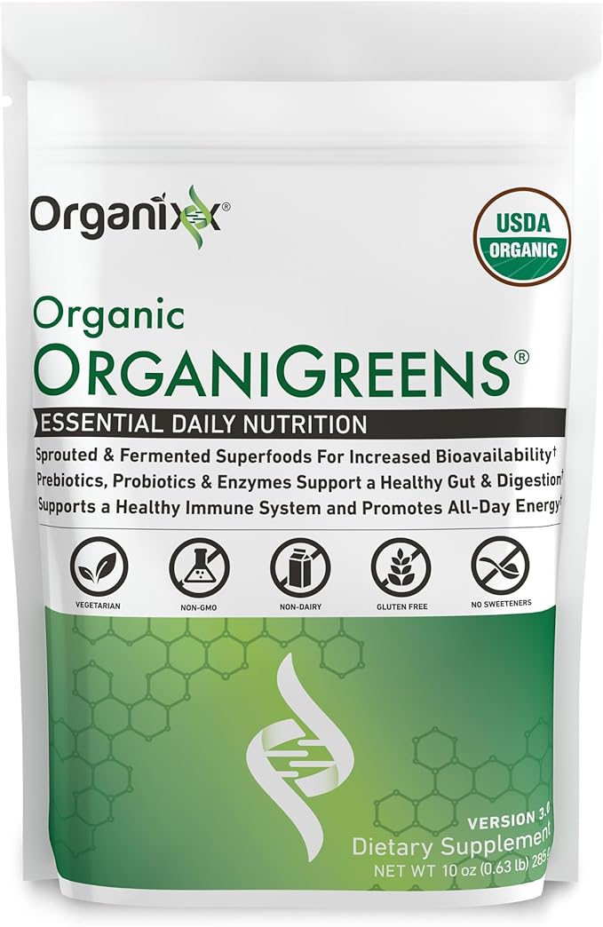 Organixx Clean Sourced Collagens (20 Servings) &amp OrganiGreens (30 Servings) Bundle Daily Super Greens &amp Protein w/Vitamin C &amp Zinc Supports Digestion Skin Hair Nails &amp Joint Healt