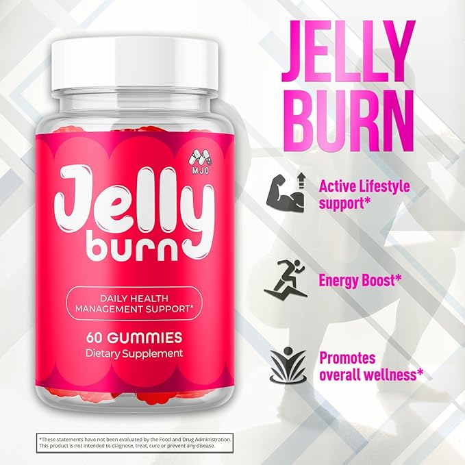 (2 Pack) Jelly Burn Gummies Official JellyBurn Gummys with Natural Ingredient Advanced Health &amp Wellness Vitamin Supplement Formula Max Strength Active Lifestyle Multivitamin Support (120 Gummi