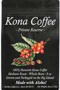 100% Kona Coffee - Whole Bean - Medium Roast - 8oz - Farm Fresh - Grown and Packaged on the Big Island of Hawaii - Keokea Coffee Co.