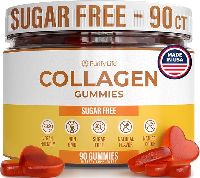 Sugar-Free Marine Collagen Gummies (90 Collagen Chews) Potent 500mg Collagen Gummy for Hair Growth Healthier Skin &amp Nails Pore Reducer &amp Elasticity Hydrolyzed Gluten Free Boosted w Shuddha
