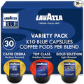 Lavazza Blue Coffee Pods Variety Pack – 30 Count – Includes Top Class Gold Selection &amp Caffè Crema (10 Each) – Single-Serve Keto-Friendly Arabica &amp Robusta Blend – Light Medium &amp Dark R