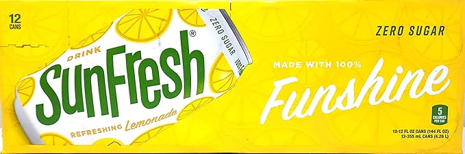 Sunfresh Lemonade Zero Sugar 12 pack of 12 oz Cans