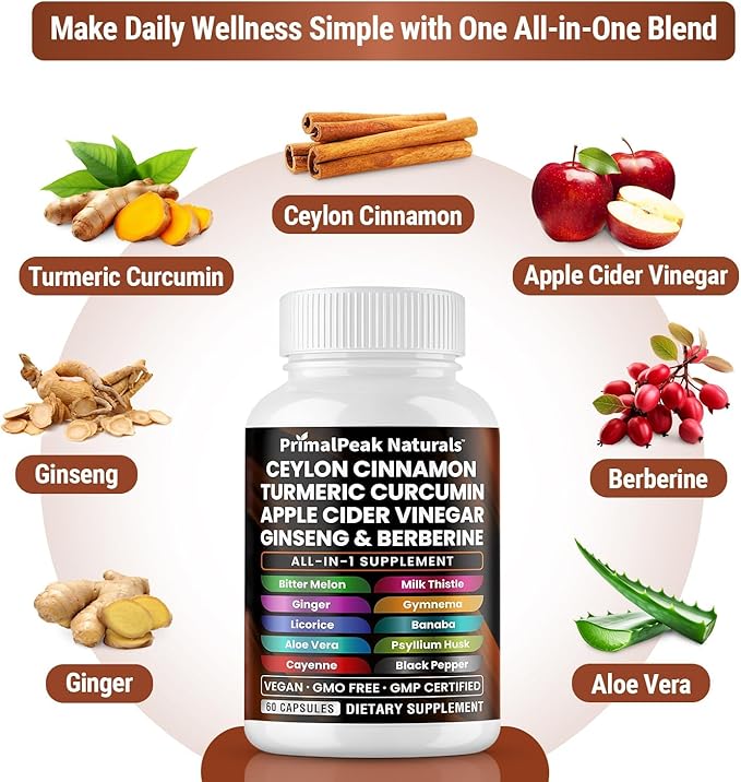 Cortisol Supplements for Women and Men with Magnesium Ashwagandha Rhodiola Rosea L-Theanine &amp Ceylon Cinnamon Apple Cider Vinegar Turmeric Curcumin Panax Ginseng Berberine Vegan Capsules