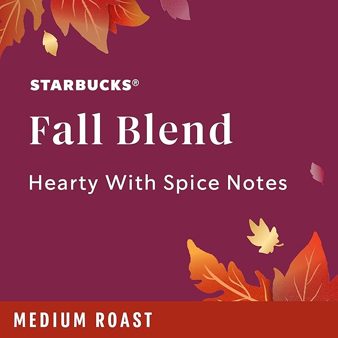 Starbucks K-Cup Coffee Pods Medium Roast Coffee for Keurig Coffee Makers Fall Blend 100% Arabica Limited Edition 6 Boxes (60 Pods Total)