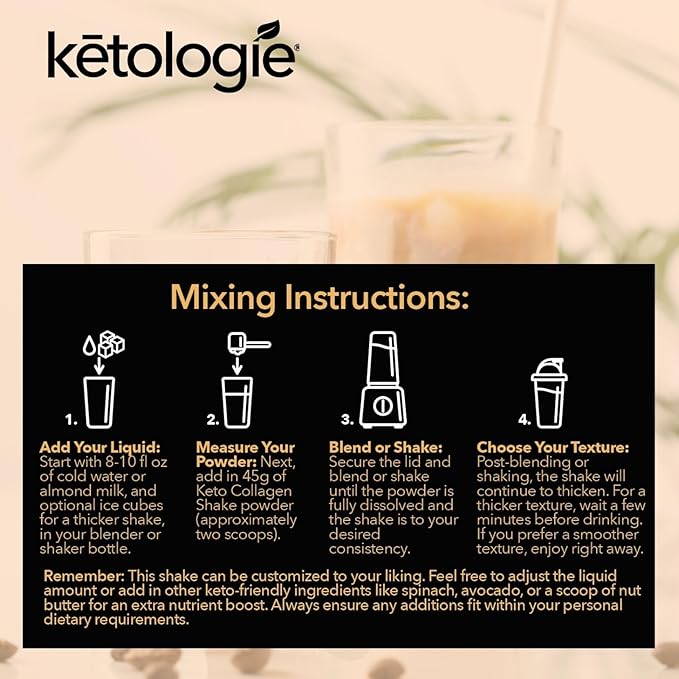 Keto Collagen Shake (Salted Caramel) - with Coconut Oil Prebiotics Grass Fed Hydrolyzed Collagen Peptides Type I &amp III Low Carb Gluten Free1.78lbs. (810g)