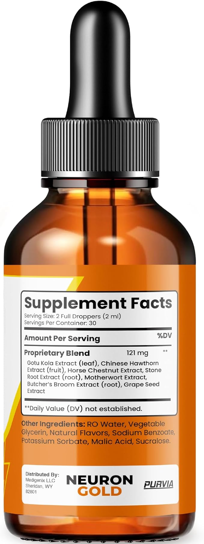 Neuron Gold Drops NeuronGold Liquid Supplement Neuropathy Nutritional Support For Health Relief Nerve Pain Vitamins Stimulator Essentials Regeneration for Memory Focus Concentration Clarity (2oz)