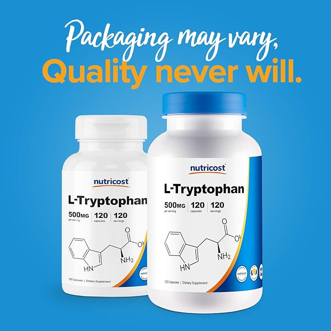 Nutricost L-Tryptophan 500mg 120 Capsules (3 Bottles)