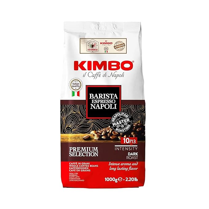 Kimbo Espresso Napoletano Whole Coffee Beans Dark Roast 1kg Bag