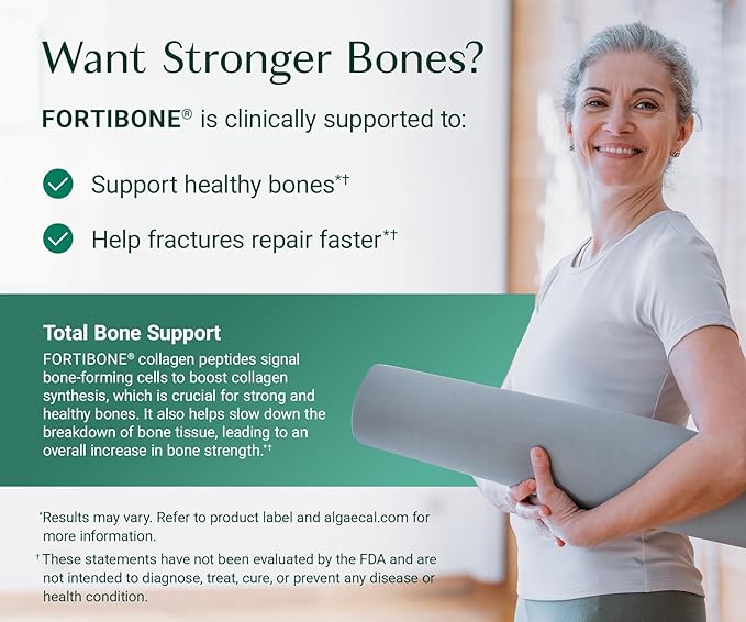 ALGAECAL Collagen - 4 Clinically-Supported Peptides VERISOL® FORTIGEL® UC-II® FORTIBONE® Anti-Aging Hydrolyzed Collagen Powder 3 Packs Made in USA
