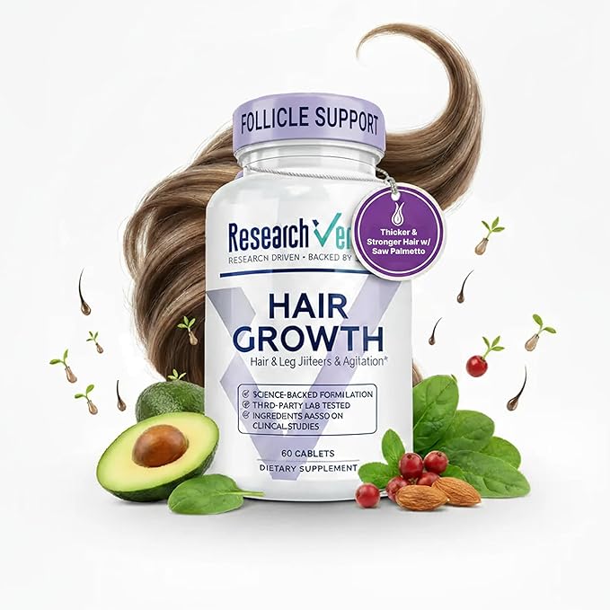 Research Verified Hair Growth Support - with Biotin DHT Blockers &amp Vitamins - Hair Growth and Hair Loss Prevention 1 Bottle (1 Month Supply)