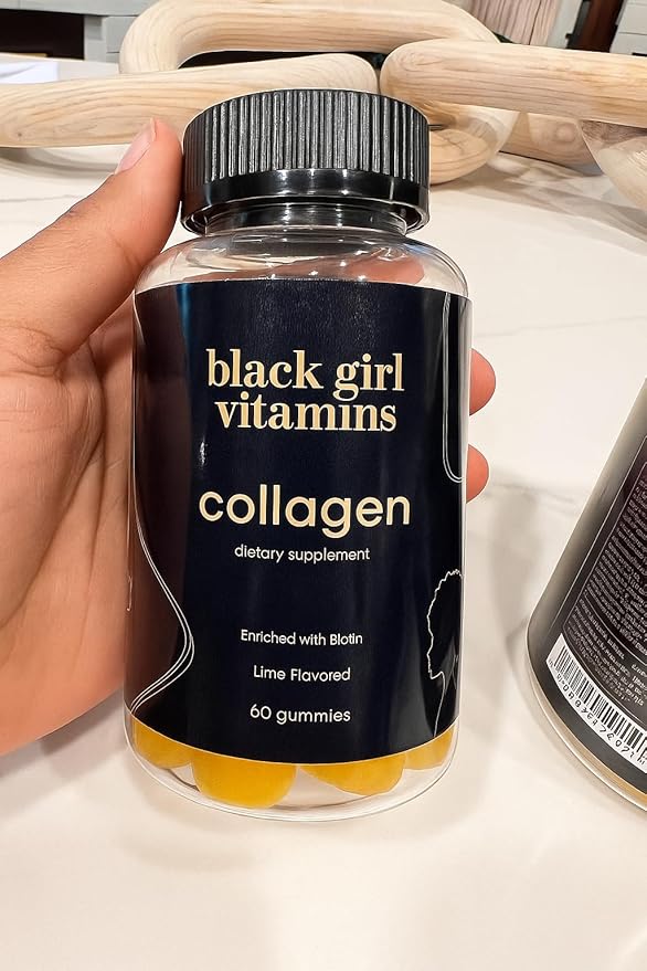 Black Girl Vitamins - Collagen Gummies for Hair Skin and Nail Support with Vitamin C Vitamin E and Biotin Gluten-Free (Lime) 60ct