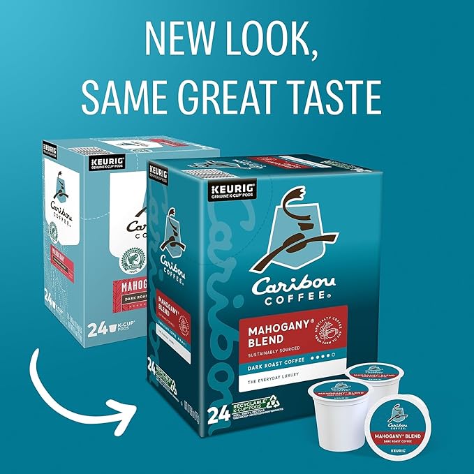 Caribou Coffee Mahogany Single-Serve Keurig K-Cup Pods Dark Roast Coffee 96 Count