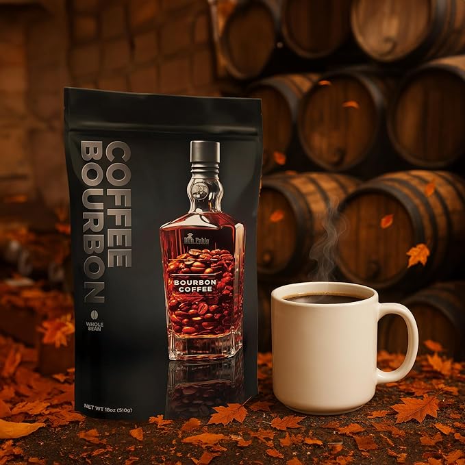 Don Pablo Bourbon Infused Coffee – Medium Roast 100% Arabica Whole Bean Real Bourbon Infused Low Acidity Non-GMO Small-Batch Roasted Specialty Gourmet Coffee 18 oz Bag (510 g)