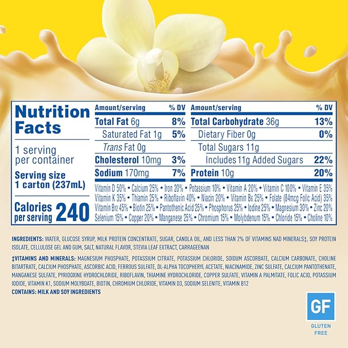 Carnation Breakfast Essentials Ready-to-Drink Classic French Vanilla 8 FL OZ Carton (Pack of 24)