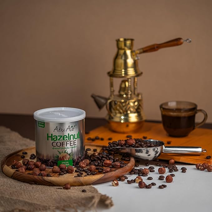 Abu Auf Oriental Premium Ground Hazelnut Flavore Coffee (1 Pack = 8.82 oz / 250 gm) ابو عوف قهوة بطعم البندق