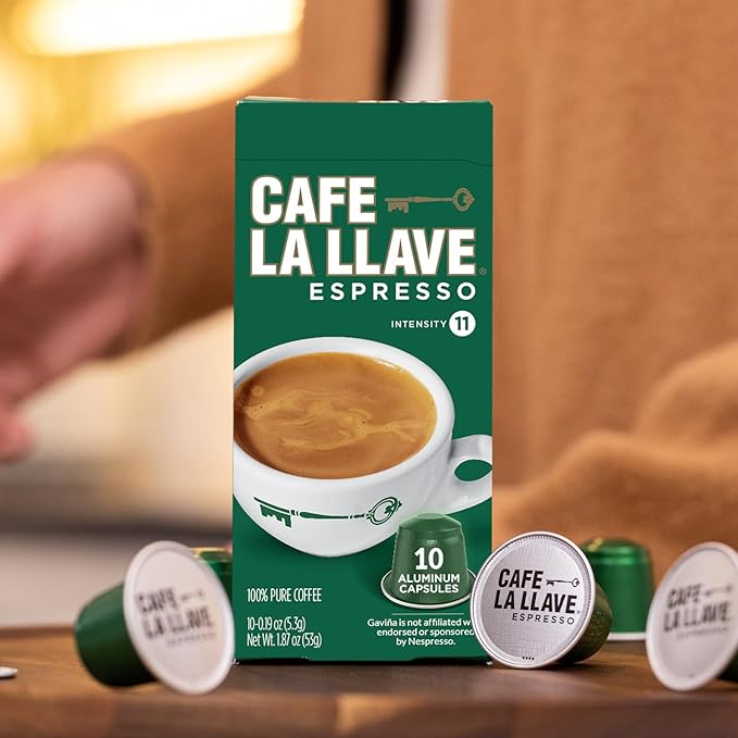 Cafe La Llave Latin Style Espresso Pods Dark Roast Compatible with Nespresso Original Line 80 Count Aluminum Capsules