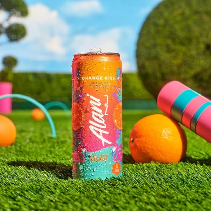 Alani Nu ORANGE KISS Ice Sugar Free Low Calorie Energy Drinks | 200mg Caffeine | Antioxidants | Biotin B Vitamins | Zero Sugar | 15 Calories or Less | 12 Oz Cans | 24 Count