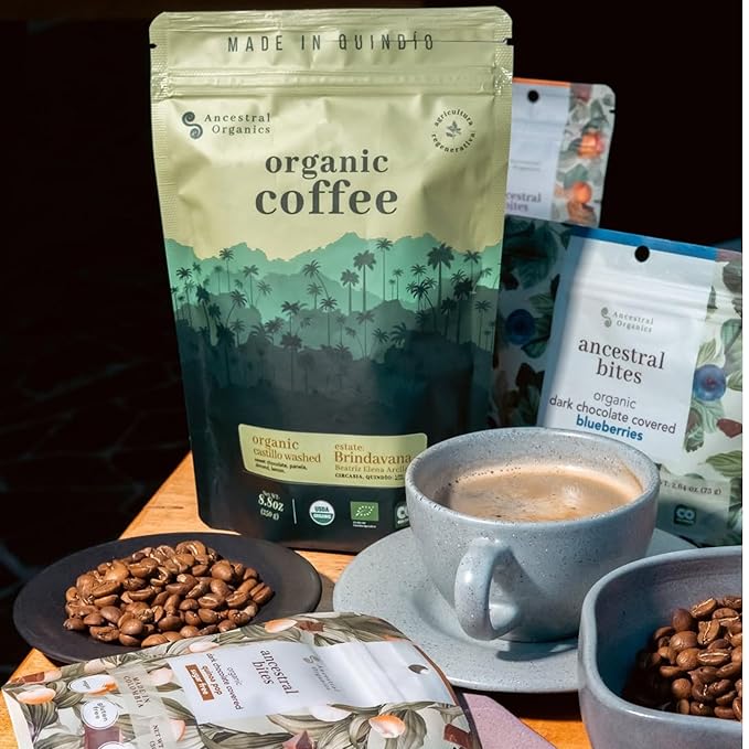 Ancestral Organics Colombian Coffee Beans - Low Acid Medium Roast/Tasting Notes - Premium Single Origin Specialty Fair Trade Arabica