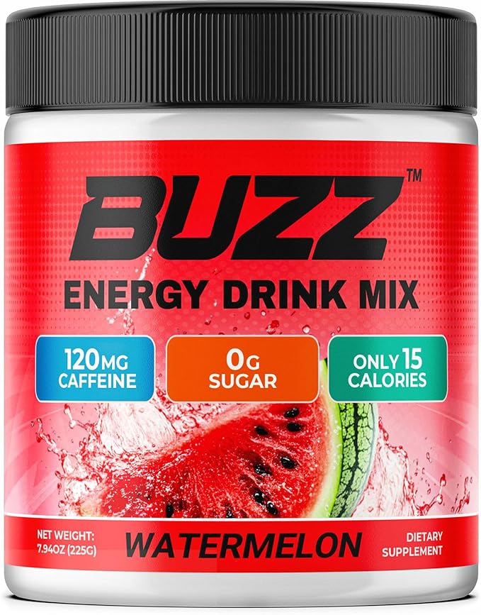 Morning Buzz Energy Drink Powder - Energy Boost Drink Mix - Sugar-Free Energy with Antioxidants - Morning Kickstart and Sports Nutrition Endurance Product - 30 Servings Watermelon 8 Ounces