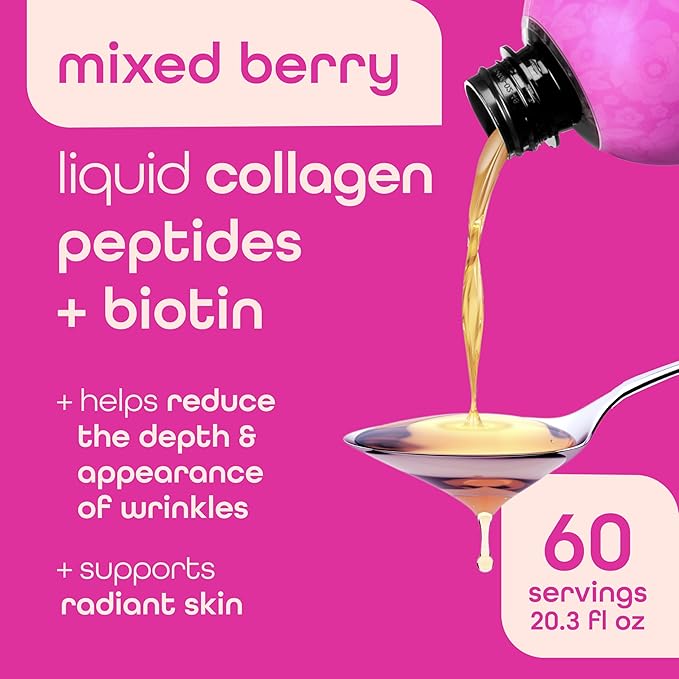 Zena Nutrition Liquid Collagen Peptides and Biotin Mixed Berry 20.3 Fl Oz + Organic Supergreens Greens Powder 70+ Superfoods Mango 30 Servings