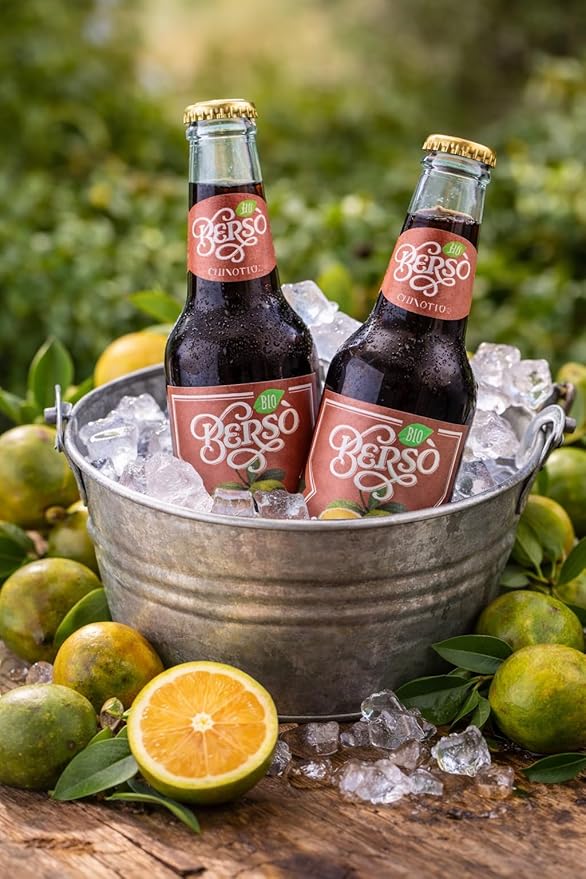 Berso Chinotto Italian Soda 4-Pack – Refreshing Citrus Soft Drink with Bold Bitter Orange Flavor – Premium Sparkling Beverage – Authentic Italian Chinotto Soda for Aperitivo &amp Cocktails