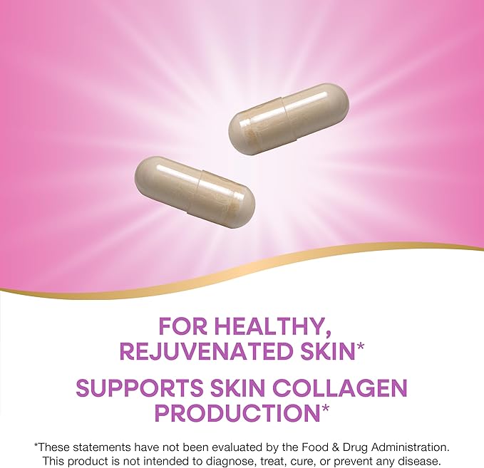 Nature’s Way Hydraplenish Unique BioCell Collagen with Hyaluronic Acid MSM Supports Healthy Hair Skin and Nails* 60 Collagen Supplements Capsules (Packaging May Vary)