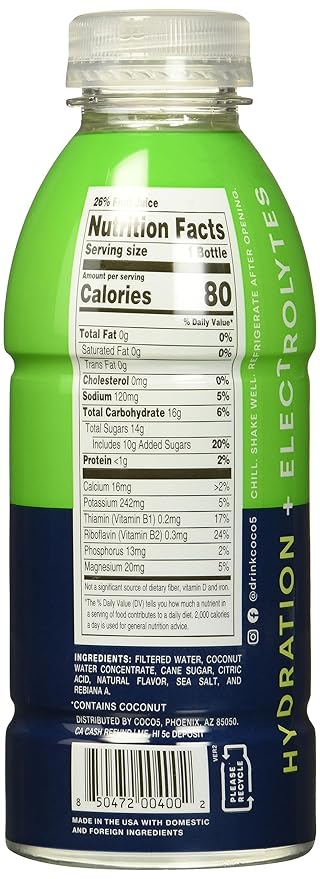 Coco5 Limon Coconut Water 12pk 16 FZ
