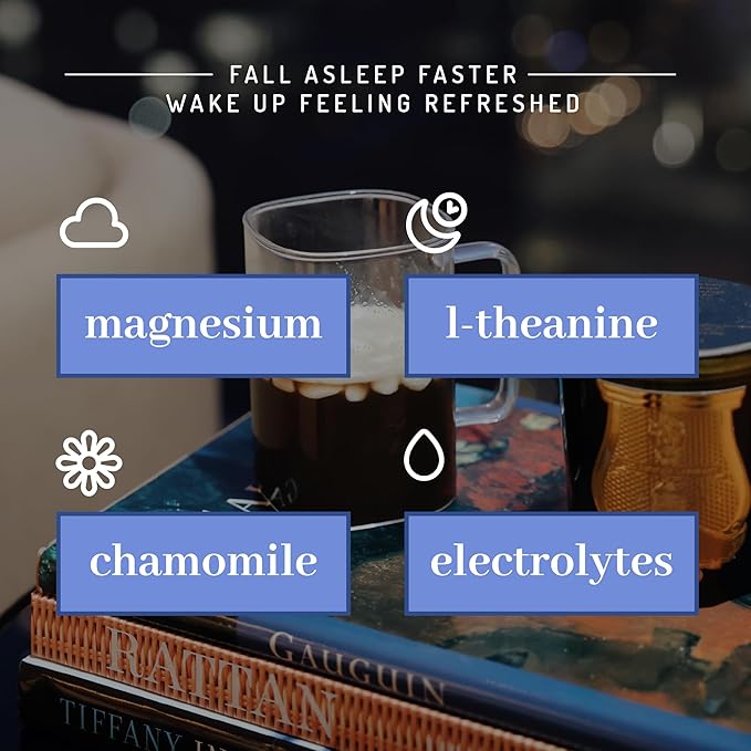 PWDRS Snooze Sleepy Time Hot Chocolate | All Natural Sleep Support | Magnesium Glycinate L Theanine Chamomile Electrolytes | 20 Calories Non GMO | Chocolate Caramel
