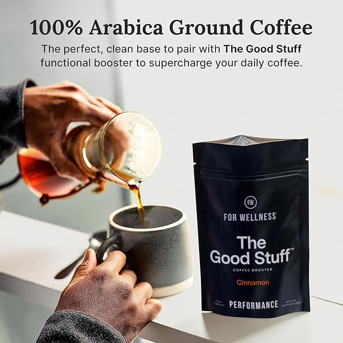 For Wellness Arabica Ground Coffee (12 oz Medium Roast) – Pair With The Good Stuff to Supercharge Your Coffee