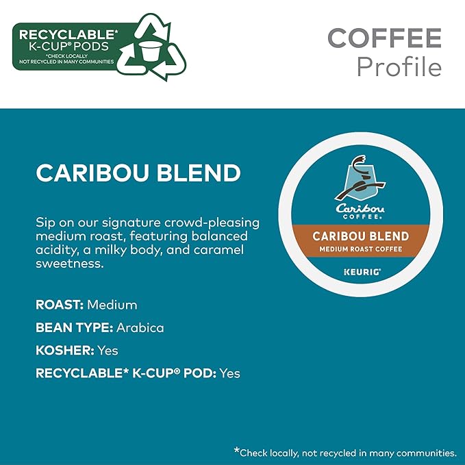 Caribou Coffee Caribou Blend Keurig Single-Serve K-Cup Pod Medium Roast Coffee 96 Count