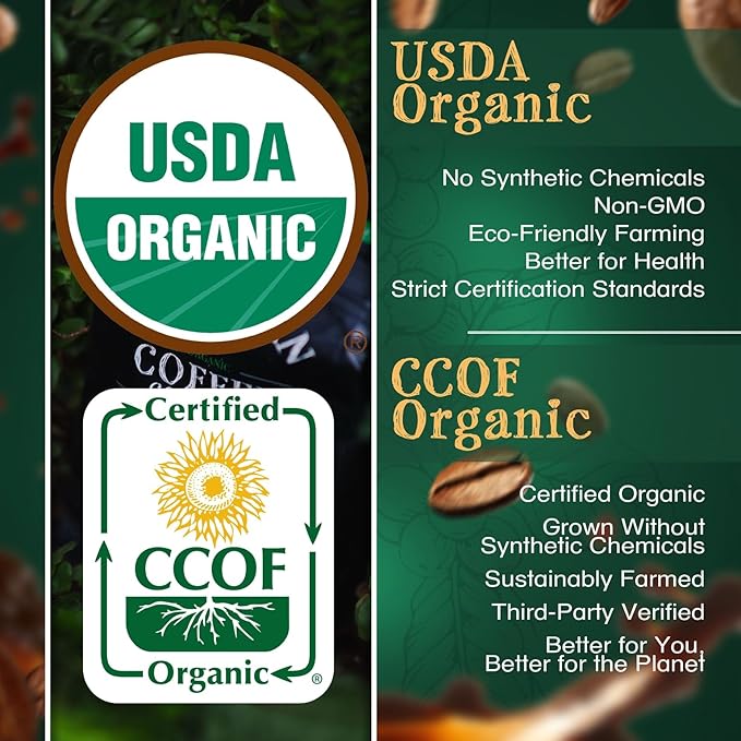 The Bean Organic Coffee Company Holiday Bean (Vanilla Cinnamon Spice) Medium Roast Ground Coffee 5-Pound Bag Café molido tostado orgánico