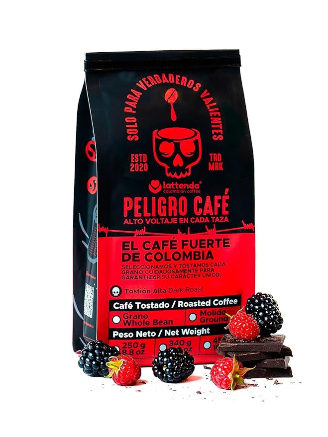 Lattenda Peligro Specialty Coffee: High Voltage Colombian Coffee - Intense Flavor 454g Ground
