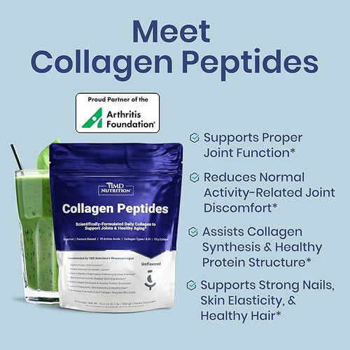 1MD Nutrition Collagen Peptides - Hydrolyzed Collagen Powder Types I &amp III for Women &amp Men - Joint Hair &amp Nail Support - Unflavored - 30 Servings (2-Pack)
