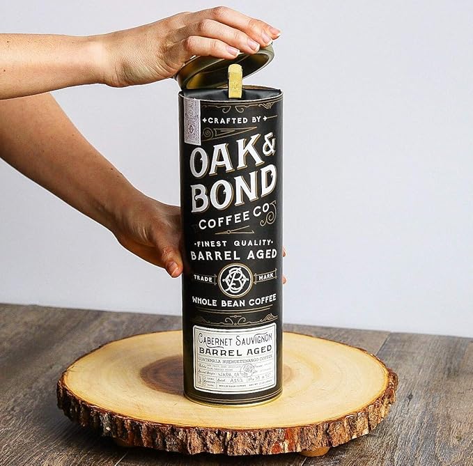 Oak &amp Bond Coffee Co. - Aged Cabernet Sauvignon Coffee Guatemala Huehuetenango Whole Bean Medium Roast Dark Chocolate Plum &amp Candied Pecan Flavors - 10oz