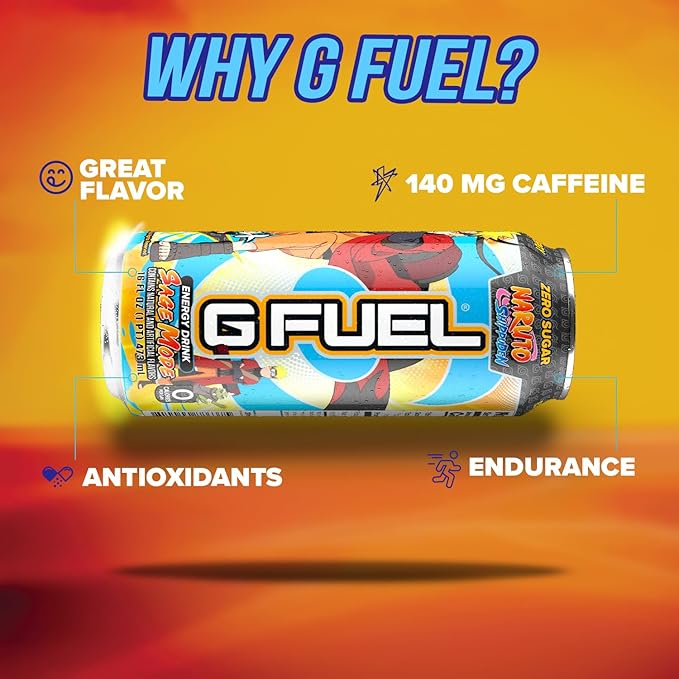 G Fuel Energy Drink Pomelo White Peach Sugar Free Beverage with 300mg Caffeine Daily Energy Boost with Focus Amino Vitamin + Antioxidants 16 oz Cans (Sage Mode 12-Pack)