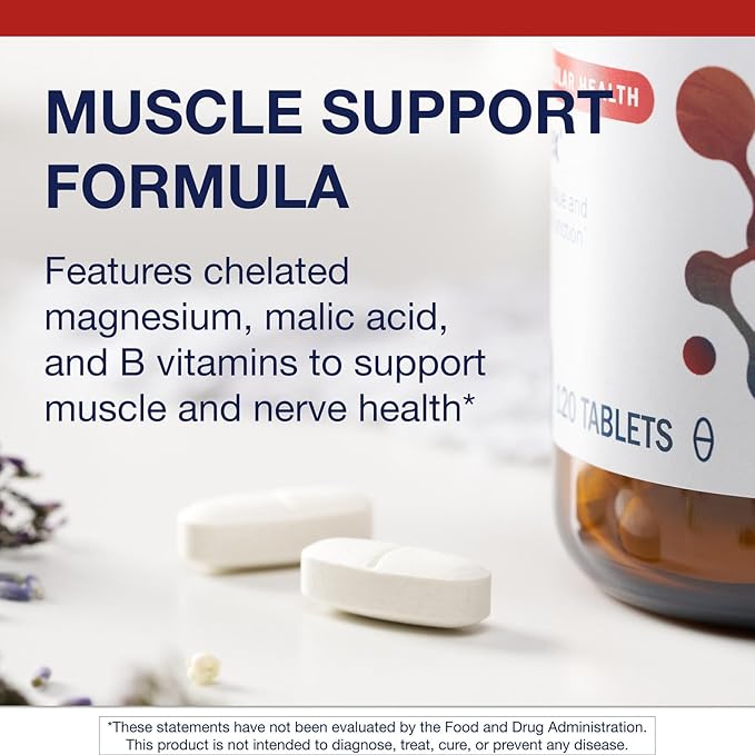 Metagenics Fibroplex - Magnesium Malic Acid &amp B Vitamins for Neuromuscular Bone Heart &amp Stress Support* - Chelated Minerals Non-GMO Gluten-Free Vegetarian - GMP Certified Facility - 120