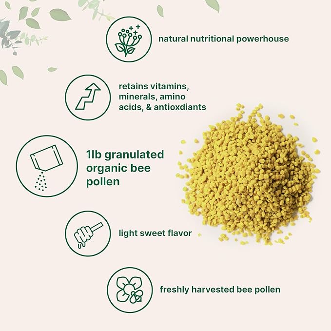 Micro Ingredients Organic Bee Pollen Granules 1 lb | Fresh Harvest Raw &amp Natural Superfood | Rich in B Vitamins Minerals Protein &amp Antioxidants | Keto Non-GMO