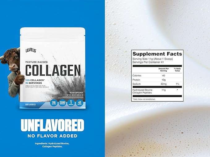 Levels Collagen Peptides No Artificial Ingredients 11G of Collagen Unflavored 1LB