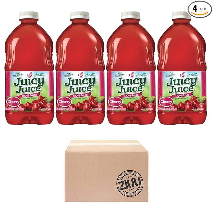 Juicy Juice Cherry 100% Juice Four 64 Fl Ounce Bottles No Sugar Added Drink Vitamin C 4 Pack by ZIUU