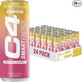 C4 Smart Energy Drink - Sugar Free Performance Fuel &amp Nootropic Brain Booster Coffee Substitute or Alternative | Tropical Passionfruit 12 Oz - 24 Pack