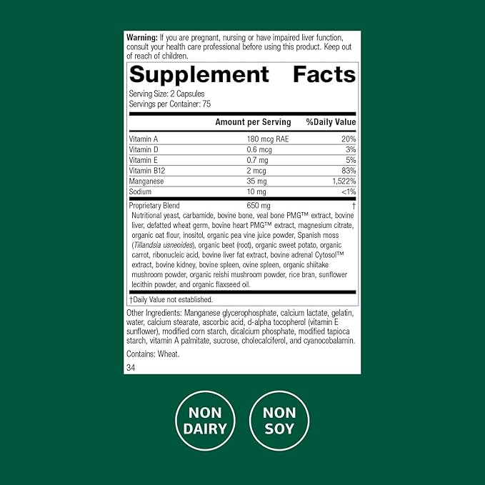 Standard Process Ligaplex II - Joint &amp Bone Support - Manganese Supplement with Vitamin B12 A &amp D - Skeletal System &amp Joint Support Supplement - 150 Capsules