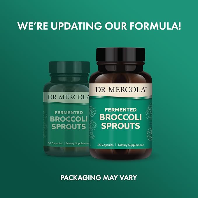 Dr. Mercola Organic Fermented Broccoli Sprouts - Provides Super Antioxidants - Supports Detoxification Processes - Organic Whole Broccoli - Non-GMO Gluten-Free &amp Soy-Free - 30 Capsules (30 Servin