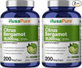 NusaPure Citrus Bergamot Capsules 15000mg 200 Capsules - 25:1 Bergamot Extract - 200 Servings Bioperine Vegan Non-GMO (Pack of 2)