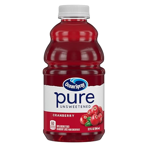 Ocean Spray® Pure Unsweetened Cranberry 100% Cranberry Juice From Concentrate 32 Fl Oz Bottle (Pack of 8)