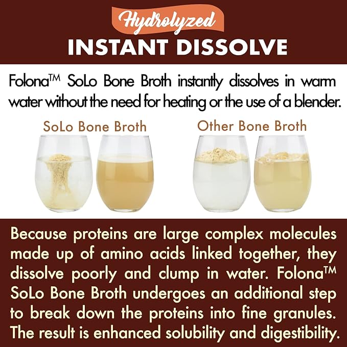 Solo Bone Broth Protein Collagen Powder Low Sodium 16g Hydrolyzed Collagen Type I &amp III for Healthy Skin Nails Hair Joints &amp Digestion Grass Fed 1 lb (Canister - Net Wt. 1 lb. Powder)