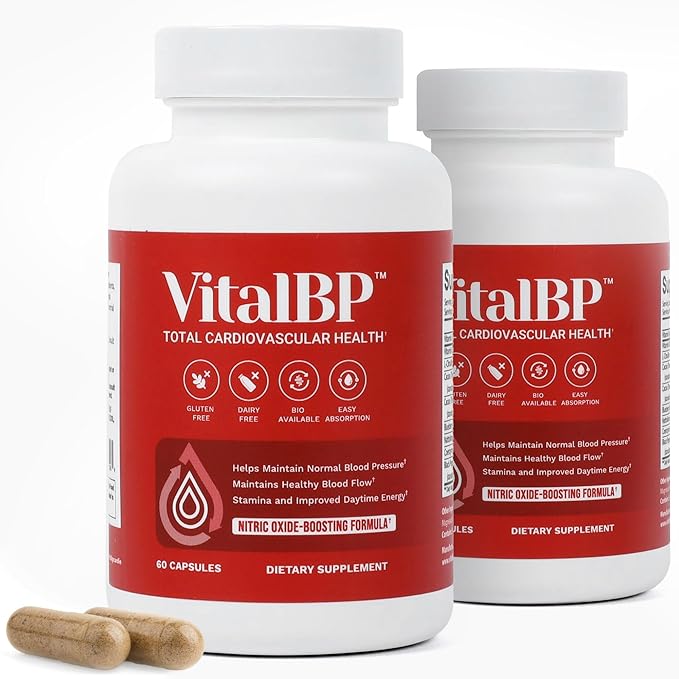 2 Pack - Support for Normal Blood Pressure - Supports Blood Flow &amp Arteries - with CoQ10 L-Citrulline and K2 &amp D3-60 Capsules