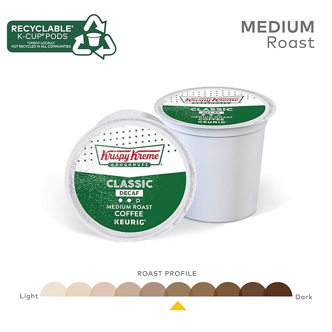 Krispy Kreme Classic Decaf Single-Serve Keurig K-Cup Pods Medium Roast Coffee Pods 72 Count