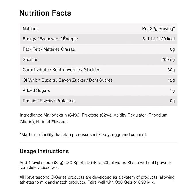 Neversecond C30 Sports Drink High-Performance Electrolyte Hydration &amp Nutrition Never2 Sports Drink Mix for Triathlons Cycling &amp Marathons – Forest Berry - (640g 20 Serving-Count)