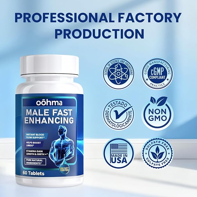 New Male Enhancing Supplement Designed to be Fast Acting for Blood Flow to Gain Length &amp Girth + Stamina Maca Epimedium and Other Natural Ingredients 3rd Party Tested Supplement 60 Tablets